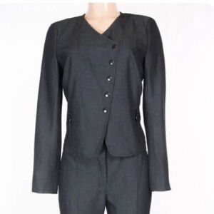 AKRIS PUNTO - Wool & Flax Blazer in Grey Polkadot